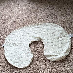 Boppy Cream Pillow with Gray Script